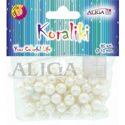 Koraliki  plastikowe opalizujące,perłowe 10mm /  op.80szt.  ALIGA PJ-0836
